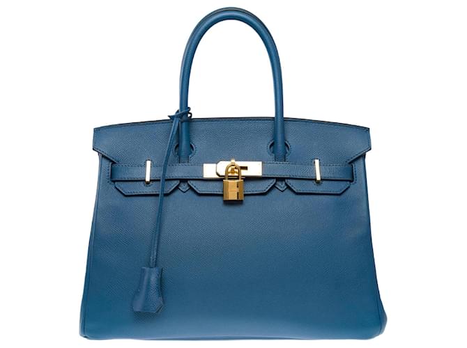 Hermès Sac HERMES Birkin 30 en Cuir Bleu - 102302  ref.2140568