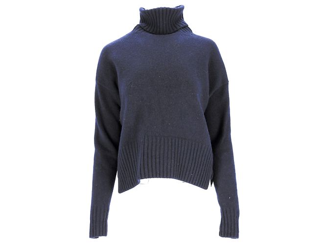 Prada Ripp-Turtleneck-Pullover aus marineblauer Wolle 