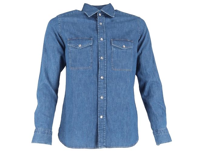 Camisa de denim Tom Ford Wested em algodão azul