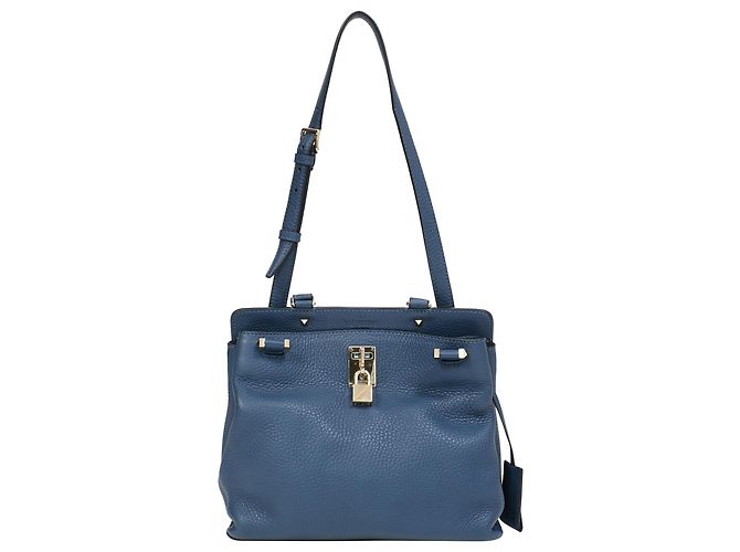 Valentino Garavani Bolsa de ombro texturizada Joylock Valentino em couro azul 