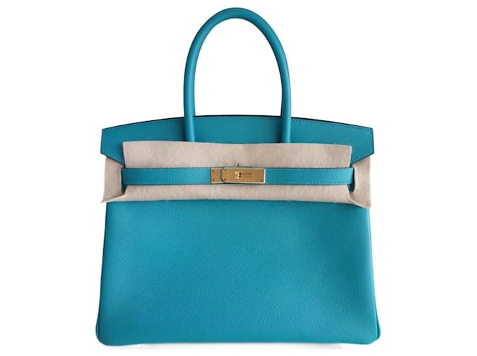 Hermès Hermes Birkin 30 peacock blue bag Leather  ref.2141203