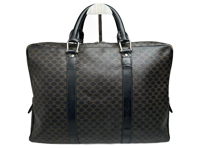 Céline Malette en cuir monogramme vintage Celine Paris marron Noir