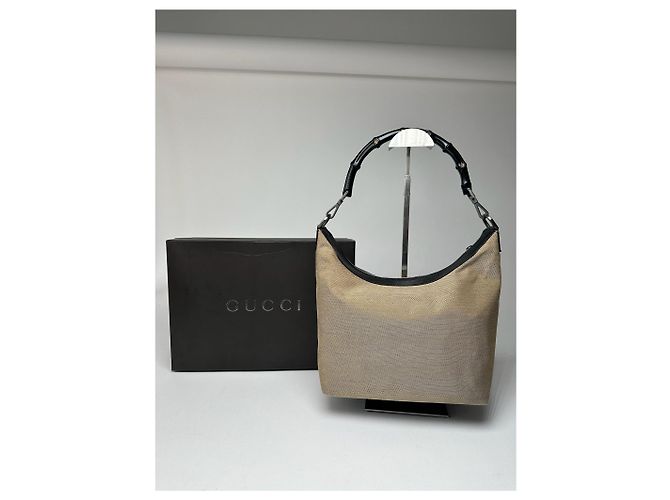 Sac à main Vintage Gucci Top Handler Gris Beige