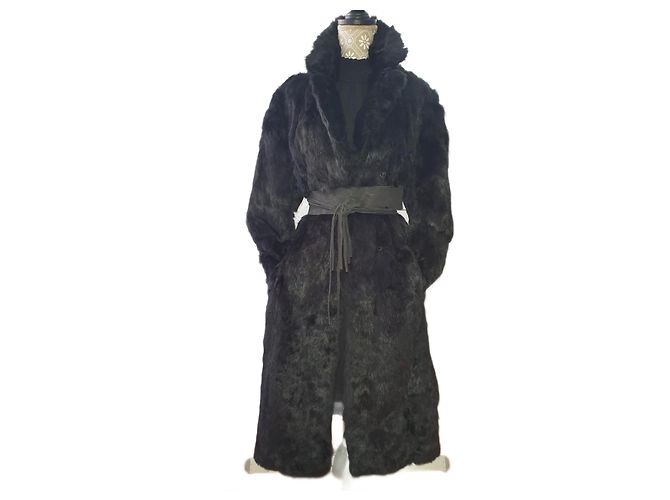 Autre Marque Black Fox Fur Coat