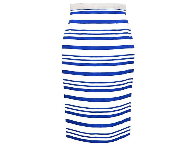 Gonna midi a righe Dolce & Gabbana in lino blu