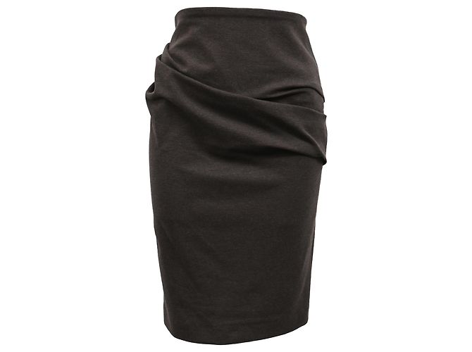 Falda midi drapeada Brunello Cucinelli en algodón marrón Castaño Roja