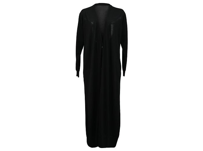 Salvatore Ferragamo Ferragamo V-Ausschnitt langer Cardigan aus schwarzer Schurwolle