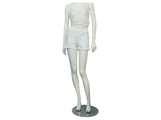Zadig & Voltaire Storm Denim Strass Shorts Branco