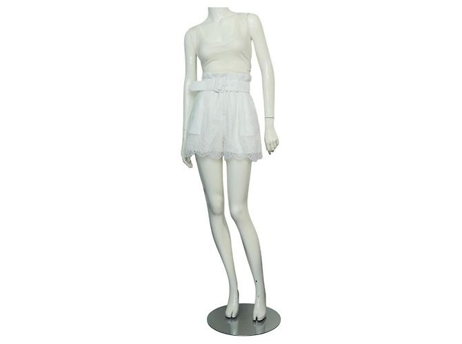 Shorts de renda branca com cinto Self Portrait Branco