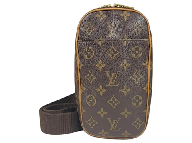 Louis Vuitton Pochette gange Brown Cloth  ref.2143116