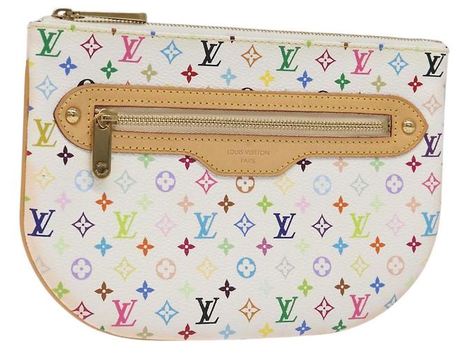 LOUIS VUITTON Monogram Multicolor Pochette GM Pouch White M60027 Auth BA939SAM