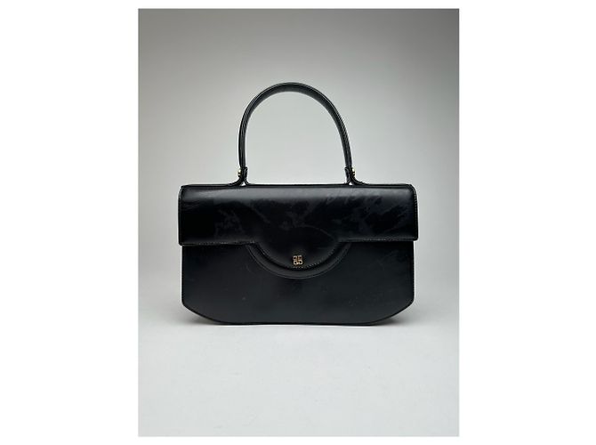 Bolsa de couro preta vintage Givenchy 4G Preto