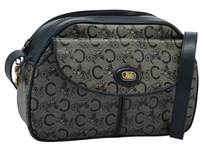 Céline Borsa a Spalla CELINE C Sulky PVC Blu Navy Oro Auth ep8365 D'oro