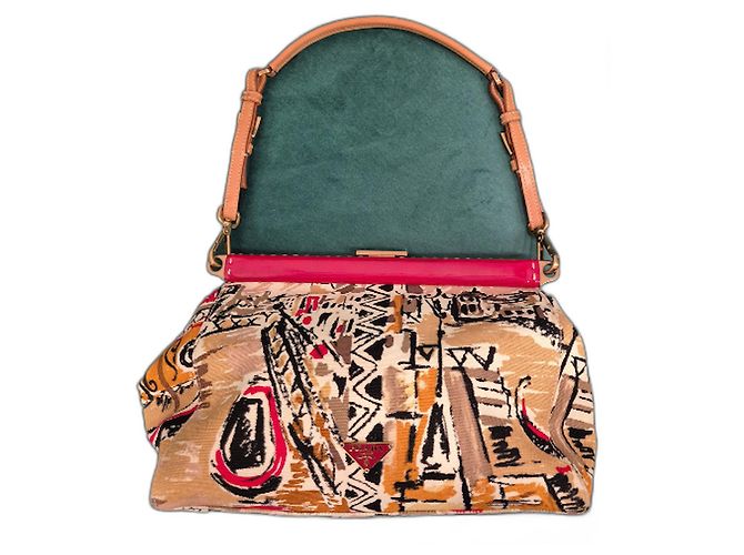 Borsa stampata Venezia di PRADA Rosso