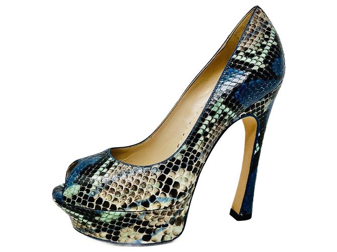 Escarpins Saint Laurent en Python Bleu