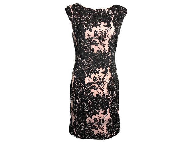 Vestido de renda preto e nude da Vera Wang Rosa Carne