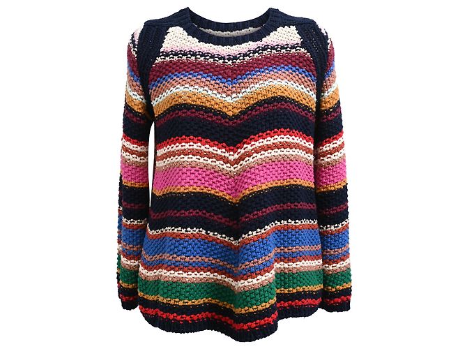 Gestreifter Strickpullover von Ba&sh aus mehrfarbigem Baumwollgarn Mehrfarben