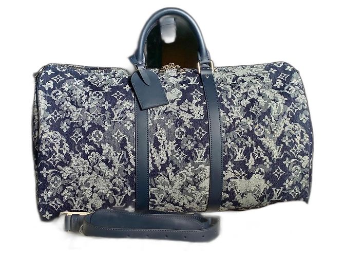 Abbesses Keepall série limitée ultra rare Virgil Abloh Louis Vuitton Bleu Marine
