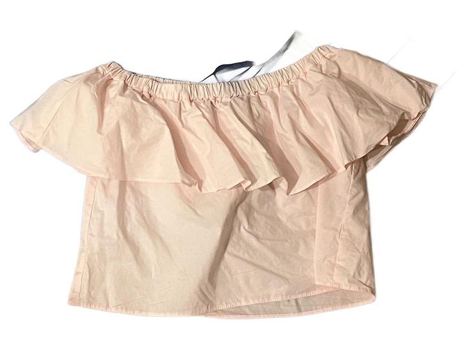 Conjunto de 2 blusas curtas Topshop em algodão rosa e azul Tamanho 36