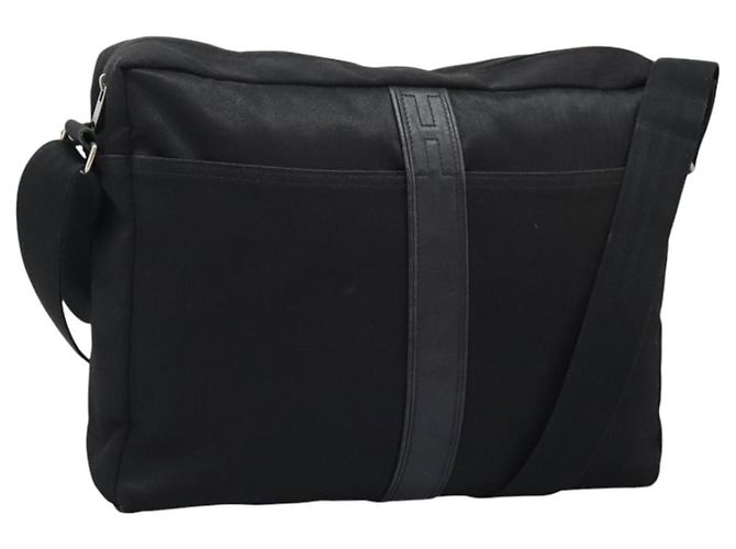 Hermès HERMES Acapulco Basas MM Borsa a Spalla in Nylon Nera Auth nb282 Nero