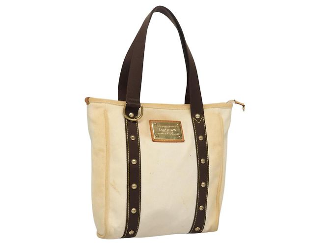 LOUIS VUITTON Antigua Cabas PM Borsa Tote Bianca Marrone M40036 LV Auth th5823 Bianco