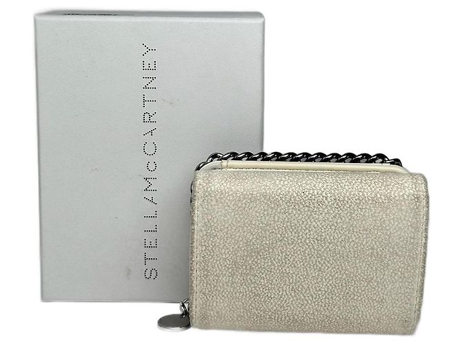 Stella Mc Cartney Stella McCartney Veganes Leder Falabella Geldbörse Weiß Grau