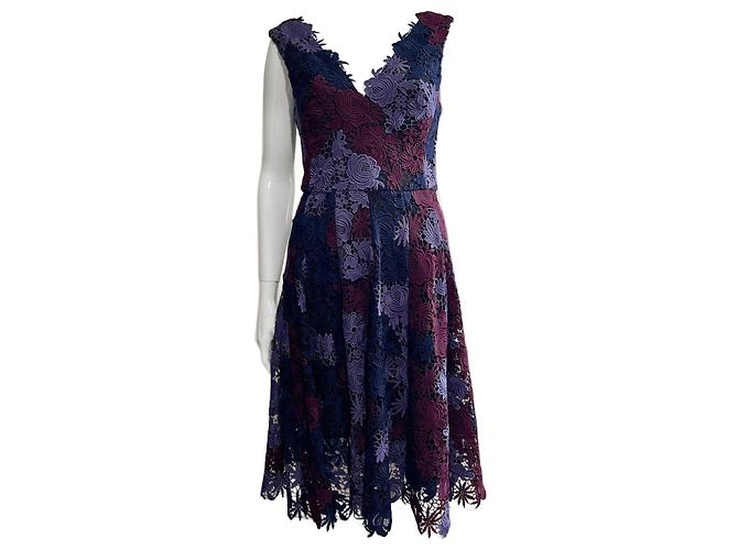Abito in pizzo floreale Vera Wang viola e bordeaux Multicolore