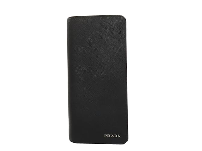 Prada Saffiano Long Wallet for Men Black Leather  ref.2145224