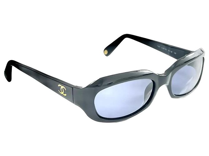 Chanel Black Blue Tinted Gold CC Logo 5020 Sunglasses Golden