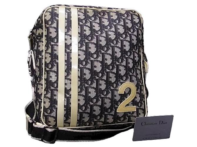 Christian Dior Navy Blue White Monogram Crossbody Shoulder Bag Polyester  ref.2145568