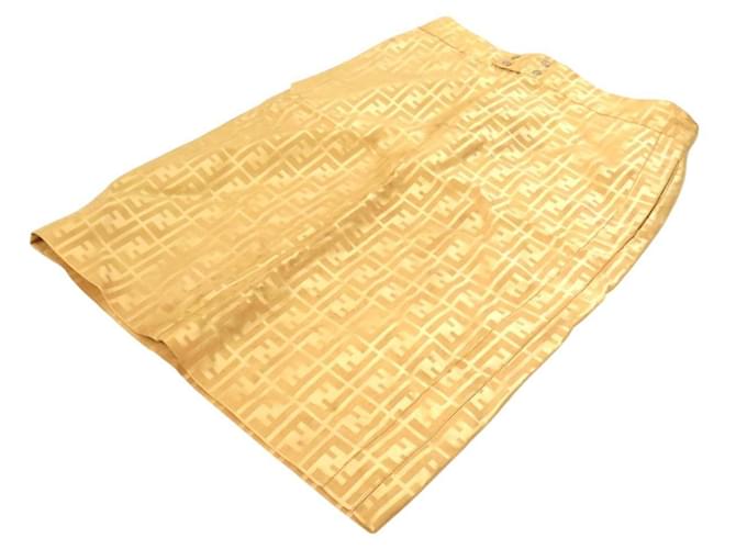 Jupe Fendi Zucca Monogram Jaune Beige Coton Nylon  ref.2145751