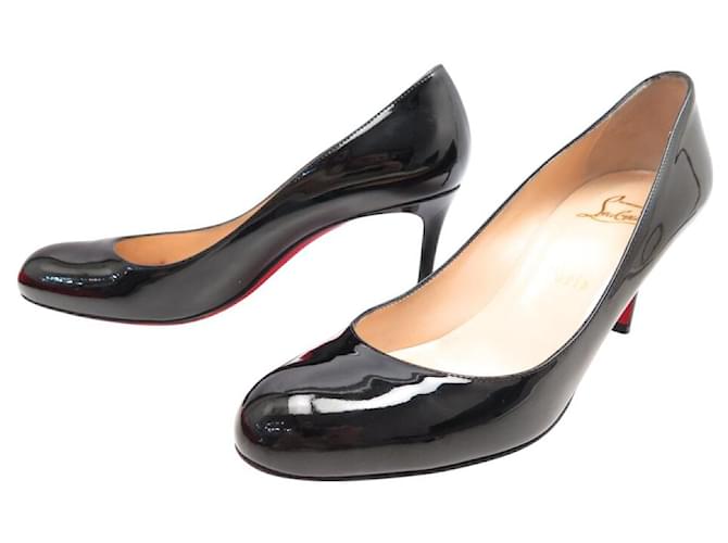 CHRISTIAN LOUBOUTIN SHOES SIMPLE PUMP 38 PATENT LEATHER + DUST BAG Black  ref.2146082