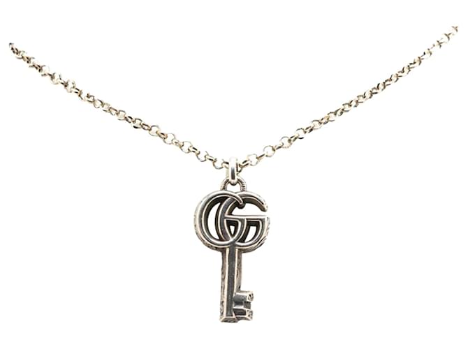 Gucci Double G Key Necklace in Silver Silvery  ref.2146218