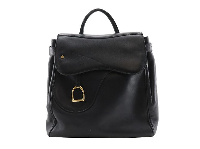 Mochila preta de couro de bezerro Gucci Preto