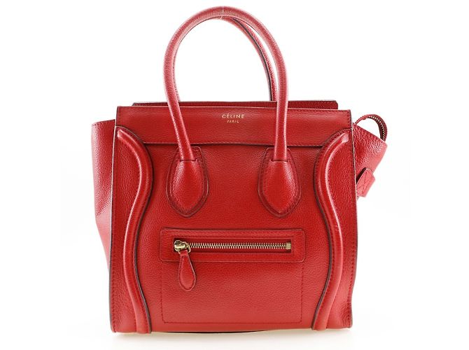Céline Celine Luggage Micro Shopper Handtasche Rot