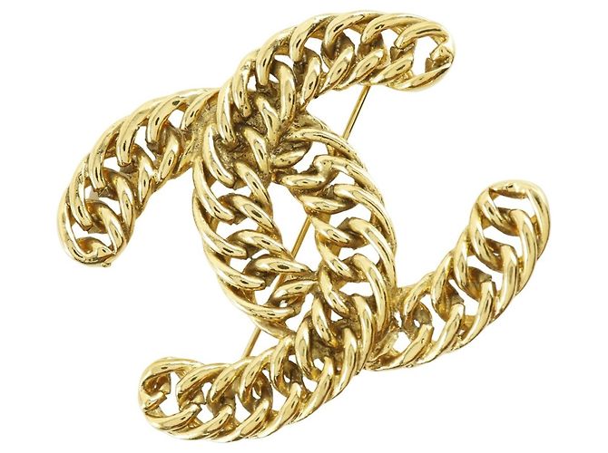 Chanel Brosche mit vergoldeter Kette und COCO-Logo Golden