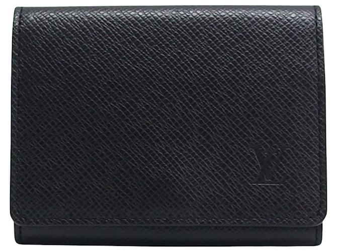 Louis Vuitton Enveloppe Carte de visite Black Leather  ref.2146675