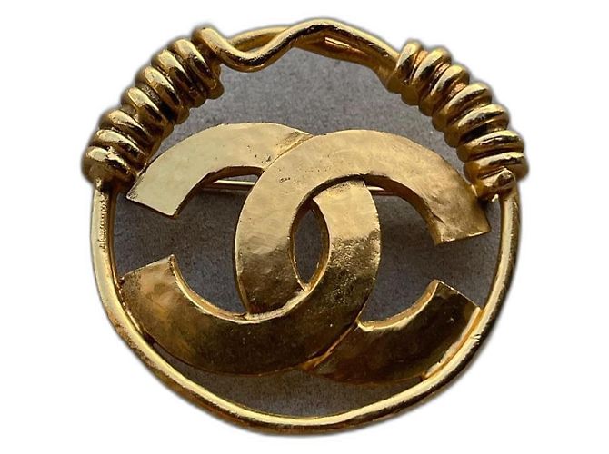Chanel Brosche goldfarben Metall Golden