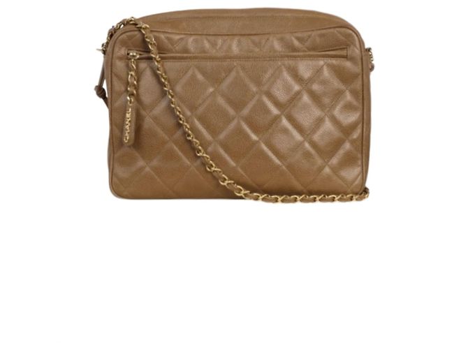 Bolsa Chanel Camera Bag em Couro Acolchoado Camelo Marrom