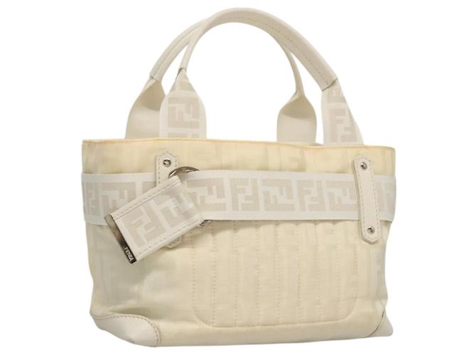 Zucca FENDI Handtasche aus Nylon in Weiß Silber authentisch bs24206