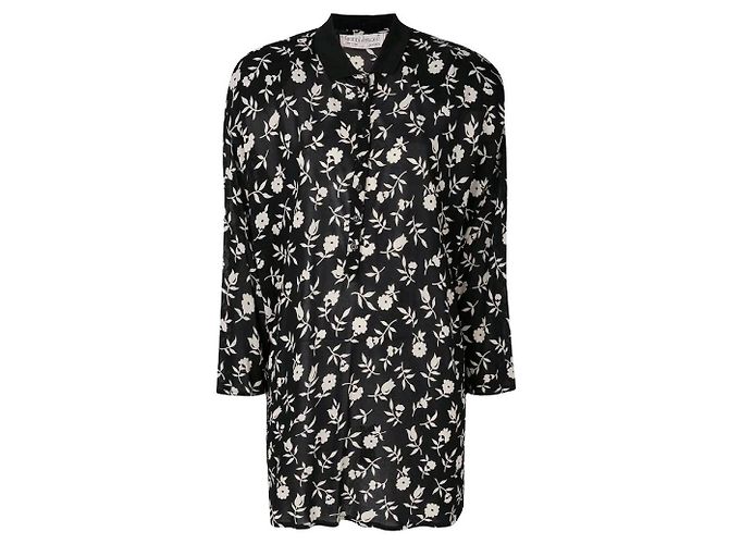 Schwarz-weiße Blumenbluse Gianni Versace Sand