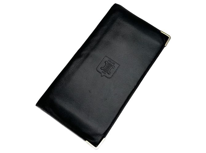 Céline Vintage Celine Paris Leather ID Holder black
