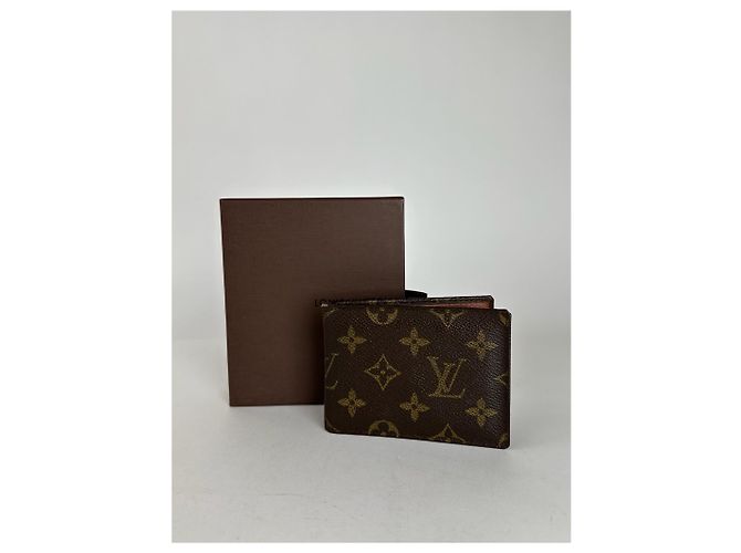 Vintage Louis Vuitton leather Monogram Card Holder Brown