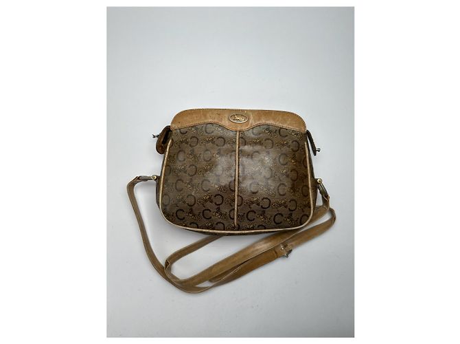Céline Vintage Celine Paris Triomphe Monogram Leather Bag Brown
