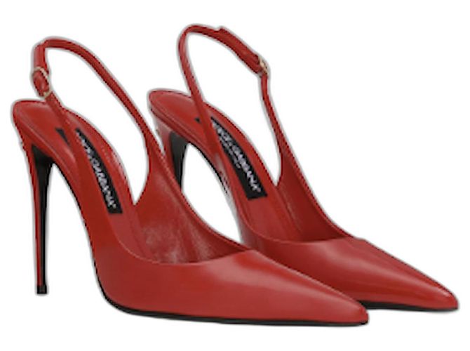 Dolce & Gabbana Zapatos Slingbacks de cuero charolado Roja