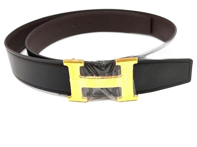 Reversibler Ledergürtel Constance von Hermès Braun Schwarz