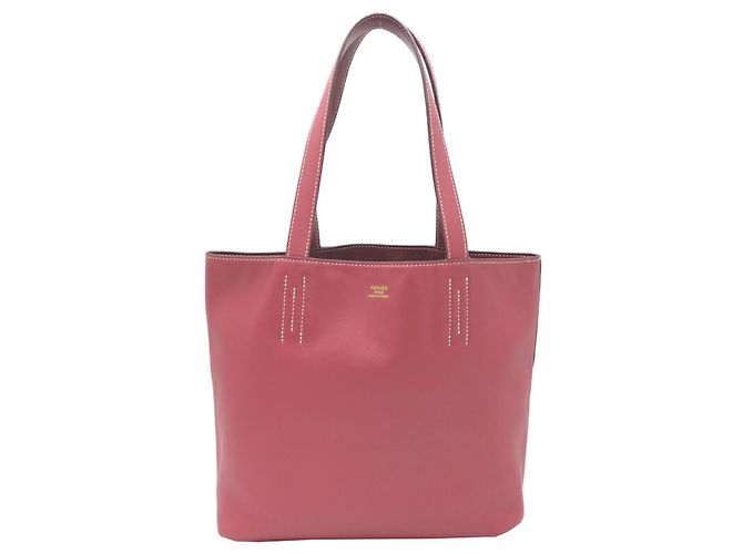 Hermès Bolsa tote Hermes Double Sens 28 Rosa Vermelho