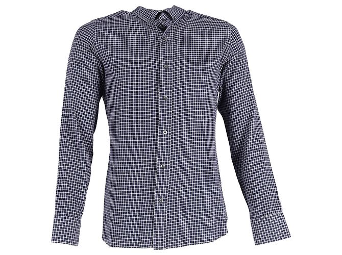 Camicia a quadri Tom Ford in cotone blu navy