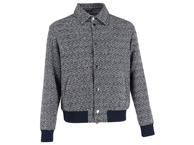 Jaqueta bomber texturizada Etro azul marinho em algodão