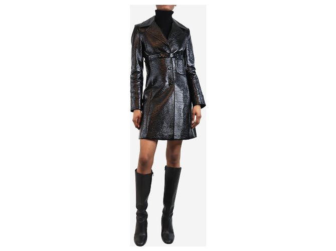 Courreges Schwarzer Vinylmantel - Größe UK 8